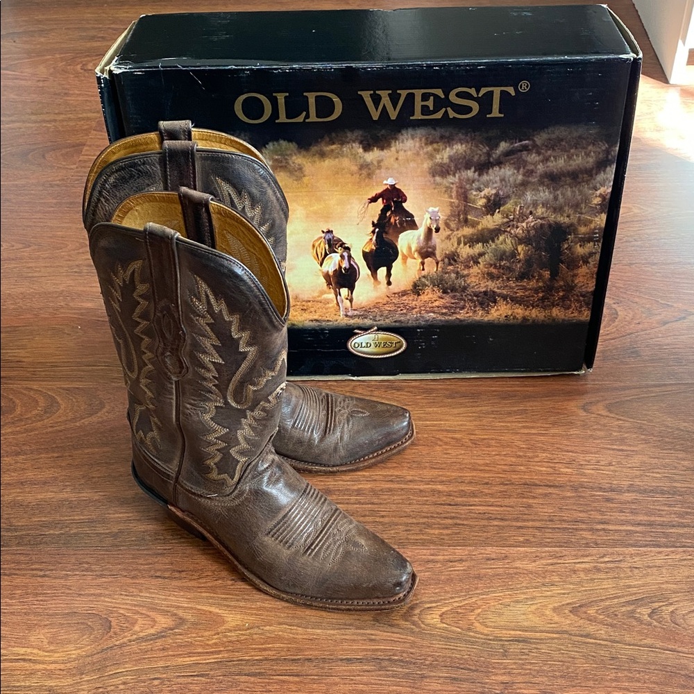 Old West Brown Western Leather Boots
